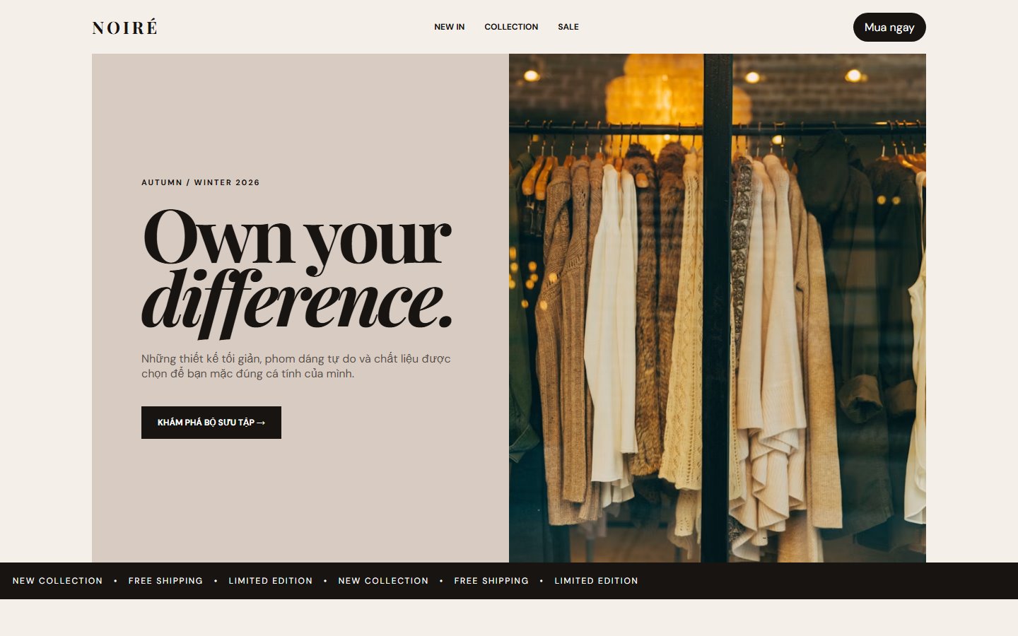 Landing Page thời trang hiện đại